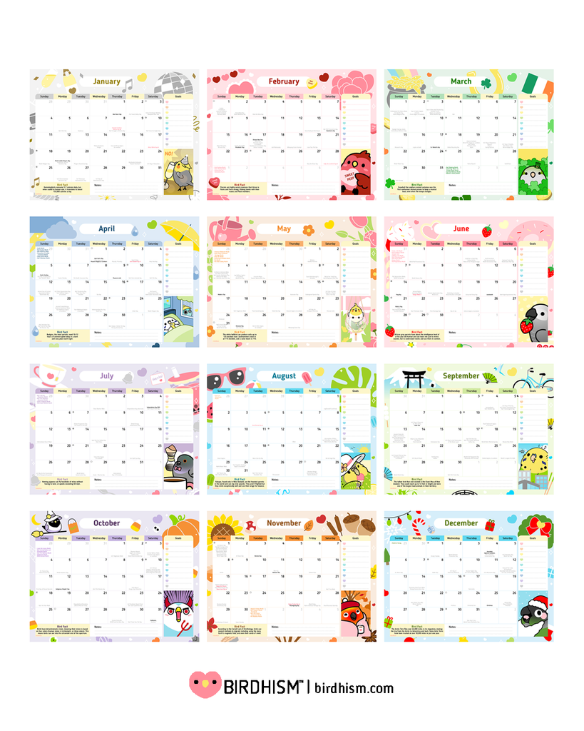 Birdhism 2026 Digital-Printable Calendar