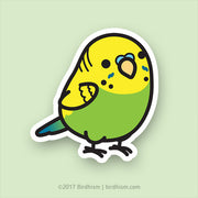 Sticker of a male green Budgie