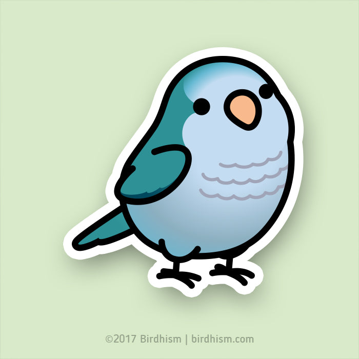 Chubby Blue Quaker Parrot Stickers